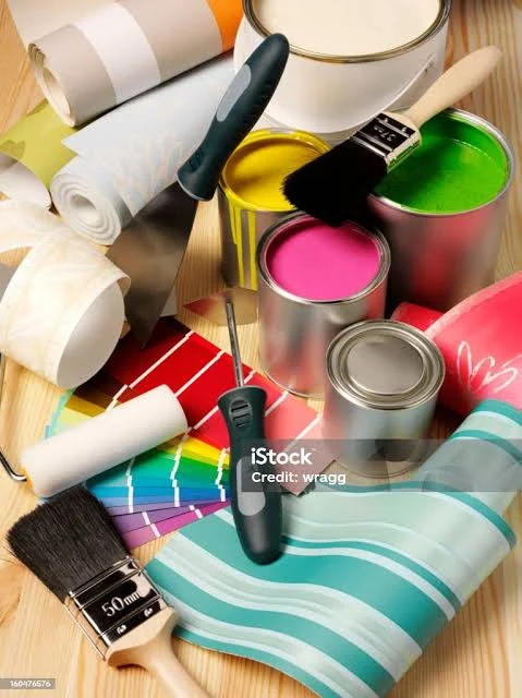 Active home renovation site with tools and building supplies